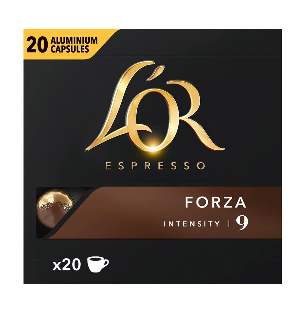 Afbeelding doosje L'or Espresso Koffie Capsules Forza Utz